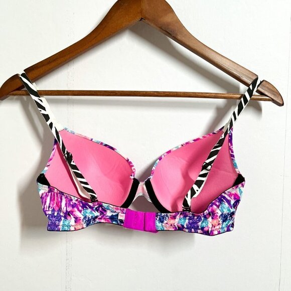 Victoria’s Secret Wear Everywhere Push-up Bra Size 34C Pink Mixed Print Lined - Picture 2 of 6